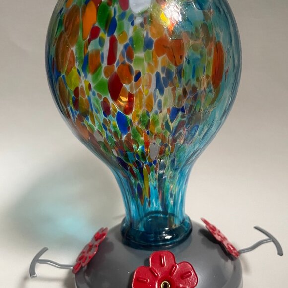 Hand Blown Glass Hummingbird Feeder - Picture 5 of 13